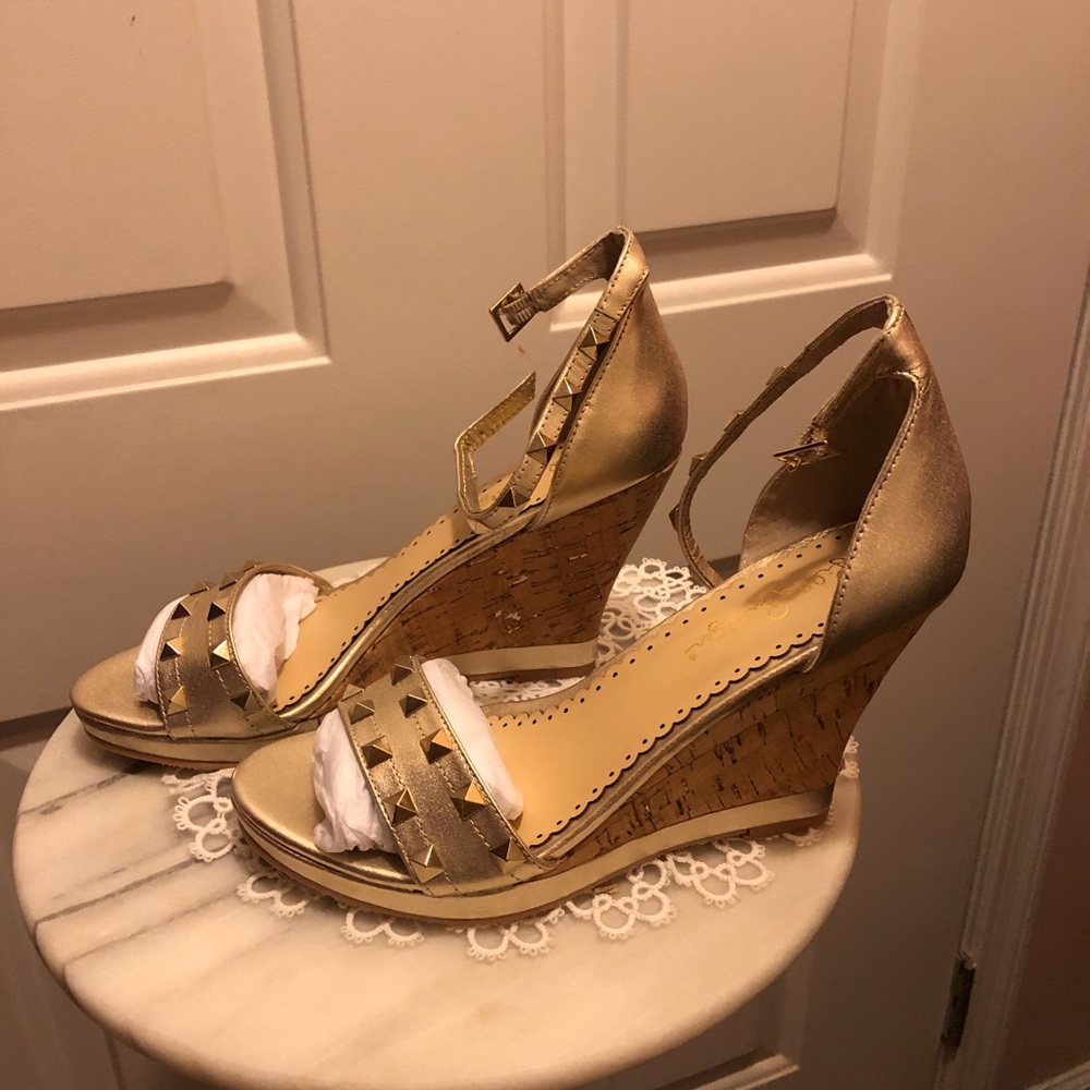 Lilly Pulitzer Sydney Wedges Gold Metallic 8